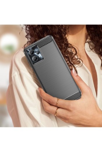 Cover in silicone per Motorola Moto G23 e G13 effetto carbonio ed alluminio spazzolato - nera