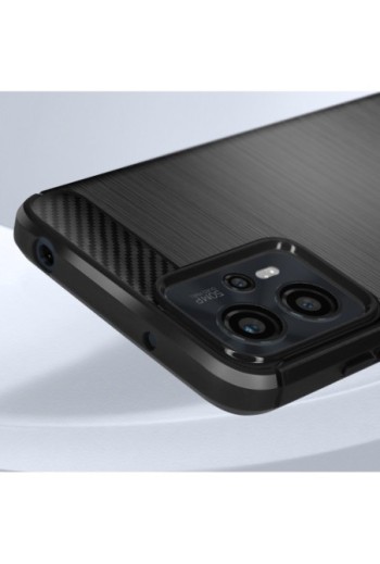 Cover in silicone per Motorola Moto G23 e G13 effetto carbonio ed alluminio spazzolato - nera