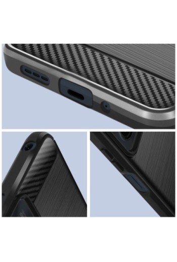 Cover in silicone per Motorola Moto G23 e G13 effetto carbonio ed alluminio spazzolato - nera
