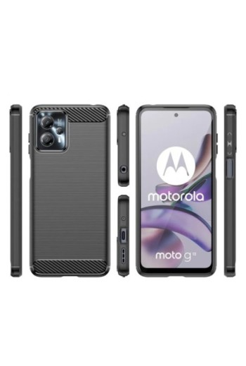 Cover in silicone per Motorola Moto G23 e G13 effetto carbonio ed alluminio spazzolato - nera