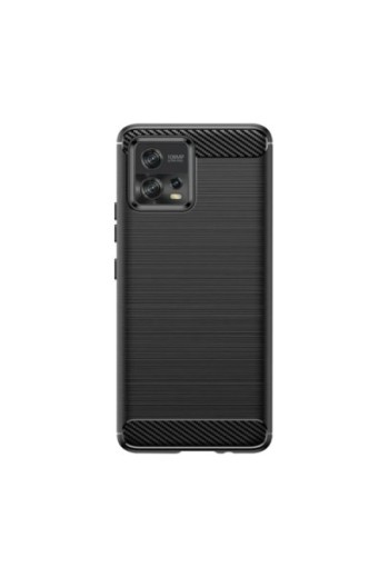 Cover in silicone per Motorola Moto G72 effetto carbonio ed alluminio spazzolato - nera