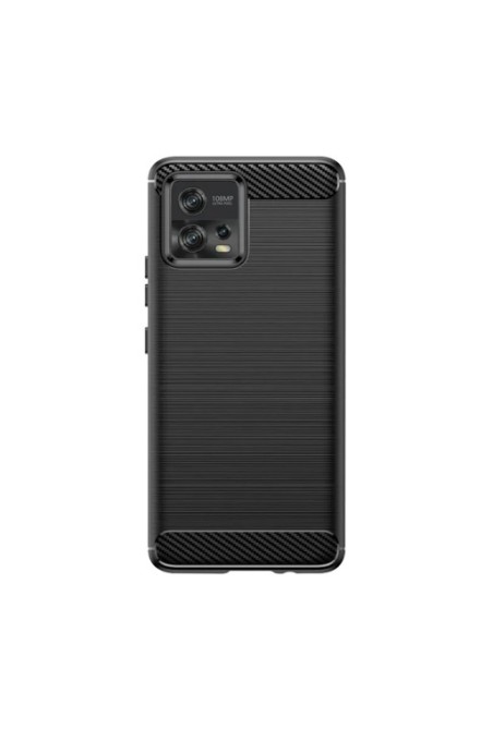 Cover in silicone per Motorola Moto G72 effetto carbonio ed alluminio spazzolato - nera