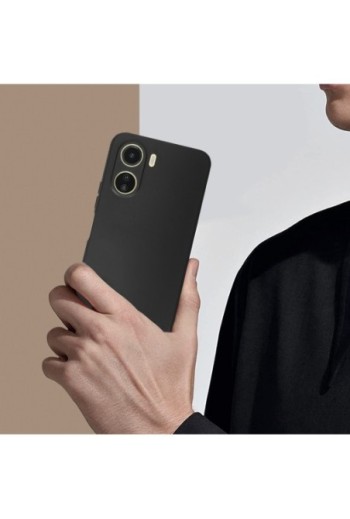 Cover per Vivo Y16 in gel di silicone con finitura opaca anti-macchie – nera