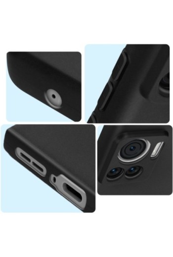 Cover per Motorola Edge 30 Ultra in gel di silicone con finitura opaca anti-macchie – nera