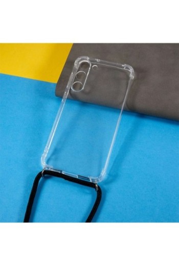 Cover con cordino per Samsung Galaxy S23 in morbido silicone con angoli rinforzati - trasparente