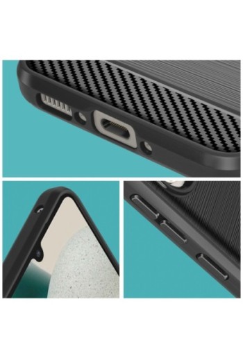Cover in silicone per Samsung Galaxy A34 5G effetto carbonio ed alluminio spazzolato - nera