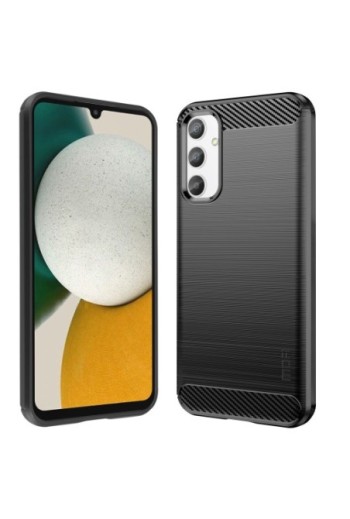 Cover in silicone per Samsung Galaxy A34 5G effetto carbonio ed alluminio spazzolato - nera