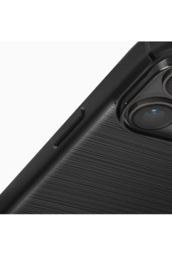 Cover in Silicone per iPhone 14 Pro Effetto Carbonio ed Alluminio Spazzolato - Nera