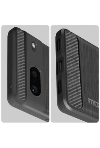 Cover per Google Pixel 7 Flessibile con Effetto Carbonio e Metallo Spazzolato MOFI - Nera