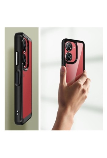 Cover antiurto per Asus Zenfone 10 e 9 con retro rigido e blocco fotocamera rialzato - bordo nero