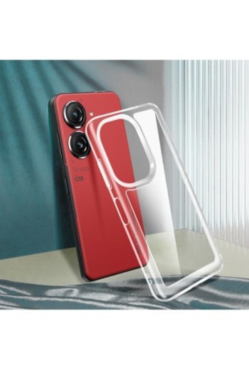 Cover antiurto per Asus Zenfone 10 e 9 con retro rigido e blocco fotocamera rialzato - trasparente