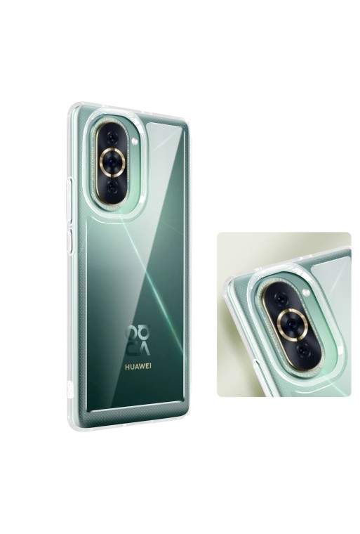 Cover antiurto per Huawei Nova 10 con retro rigido e blocco fotocamera rialzato - trasparente