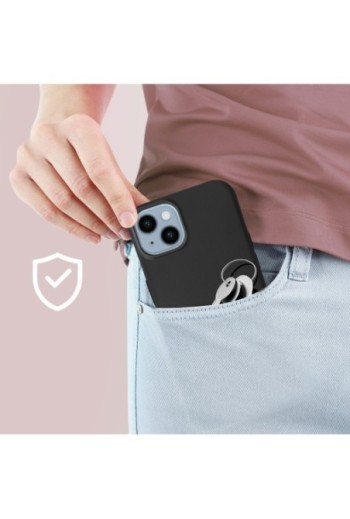 Cover per iPhone 14 Plus in Gel di Silicone Opaca Antiscivolo - Nera