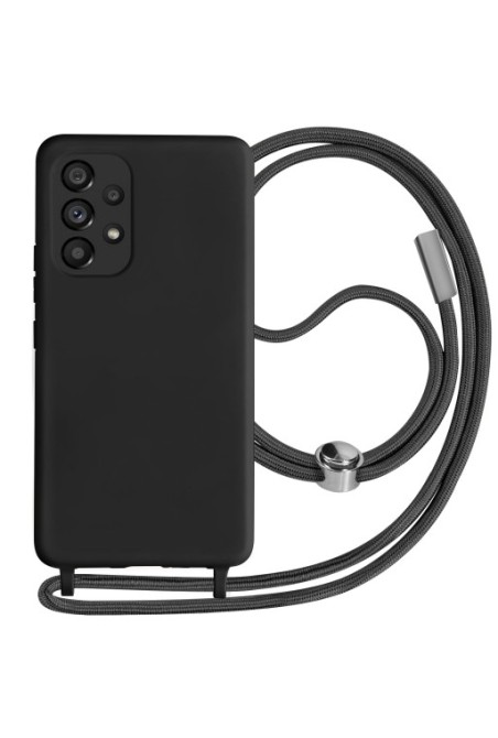 Cover Semirigida per Samsung Galaxy A53 5G con Cordino e Interno Soft-touch - Nera