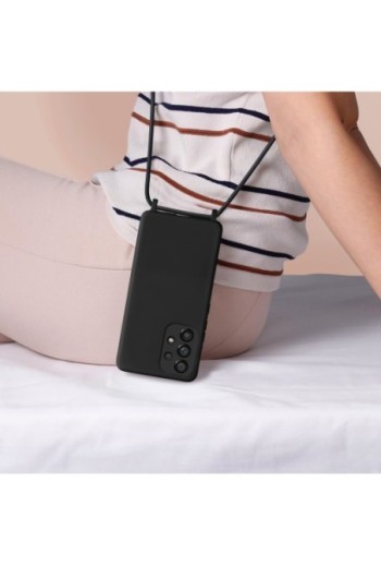 Cover Semirigida per Samsung Galaxy A53 5G con Cordino e Interno Soft-touch - Nera