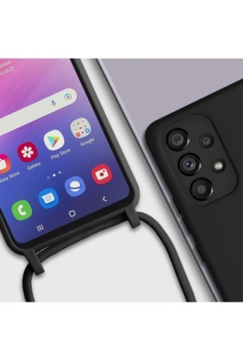 Cover Semirigida per Samsung Galaxy A53 5G con Cordino e Interno Soft-touch - Nera