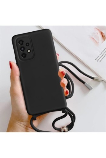 Cover Semirigida per Samsung Galaxy A33 5G con Cordino e Interno Soft-touch - Nera
