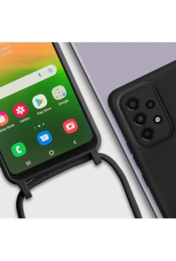 Cover Semirigida per Samsung Galaxy A33 5G con Cordino e Interno Soft-touch - Nera