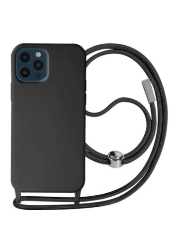 Cover Semirigida per iPhone 12 Pro Max con Cordino e Interno Soft-touch - Nera