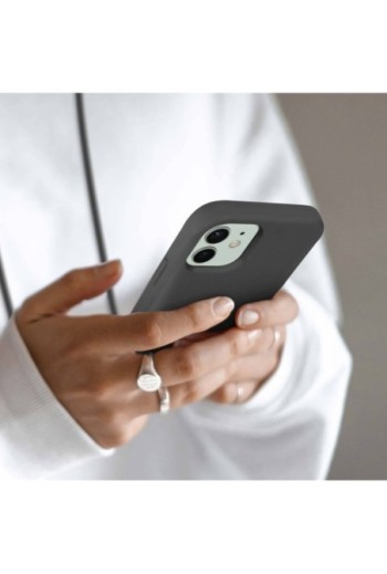 Cover Semirigida per iPhone 12 / 12 Pro con Cordino e Interno Soft-touch - Nera