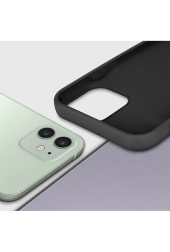 Cover Semirigida per iPhone 12 / 12 Pro con Cordino e Interno Soft-touch - Nera
