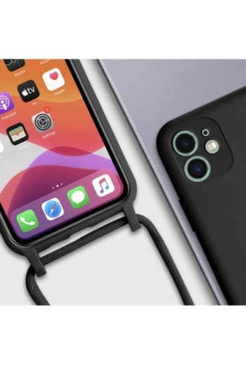 Cover Semirigida per iPhone 11 con Cordino e Interno Soft-touch - Nera