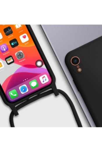 Cover Semirigida per iPhone XR con Cordino e Interno Soft-touch - Nera