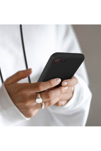 Cover Semirigida per iPhone 7 8 SE 2020/2022 con Cordino e Interno Soft-touch - Nera