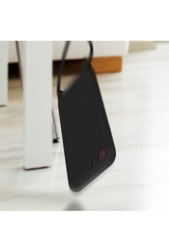 Cover Semirigida per iPhone 7 8 SE 2020/2022 con Cordino e Interno Soft-touch - Nera