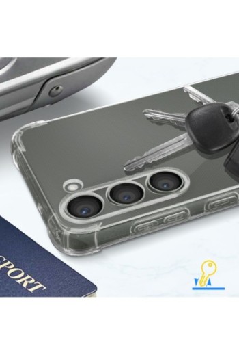 Cover con cordino per Samsung Galaxy S23 in morbido silicone con angoli rinforzati - trasparente