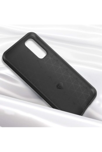 Cover in silicone per Samsung Galaxy A34 5G effetto carbonio ed alluminio spazzolato - nera
