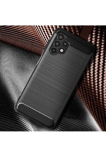 Cover in Silicone per Samsung Galaxy A04s / A13 4G / A13 5G Effetto Carbonio ed Alluminio Spazzolato - Nera