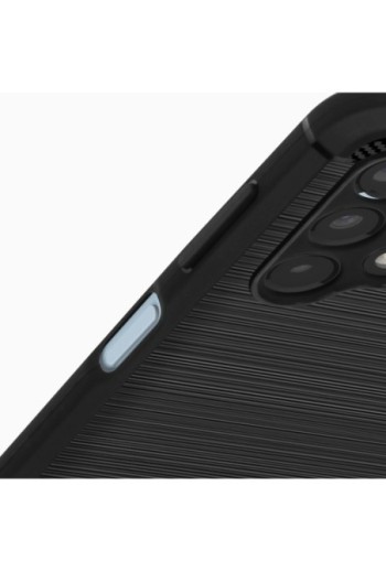 Cover in Silicone per Samsung Galaxy A04s / A13 4G / A13 5G Effetto Carbonio ed Alluminio Spazzolato - Nera