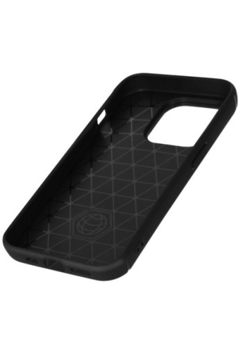 Cover in Silicone per iPhone 14 Pro Effetto Carbonio ed Alluminio Spazzolato - Nera