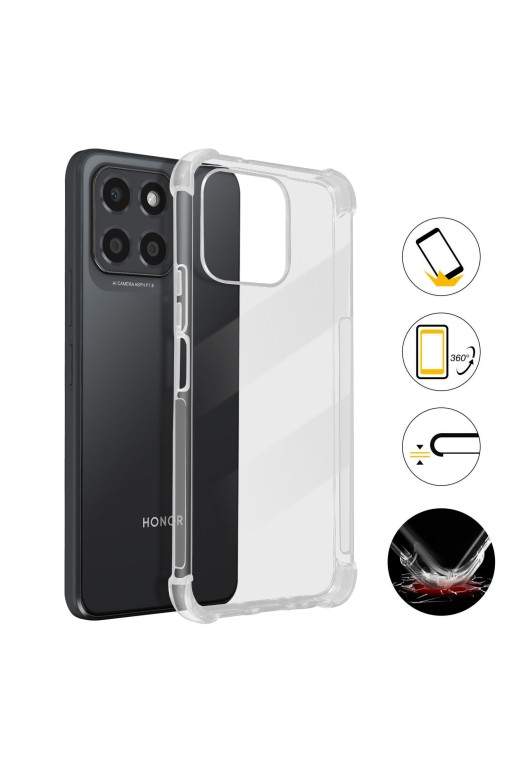 Cover per Honor 70 Lite X8 5G / X6 in gel di silicone con angoli bumper anti-urto - trasparente