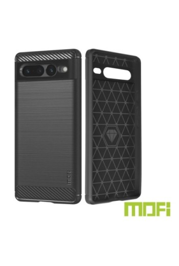 Cover per Google Pixel 7 Pro Flessibile con Effetto Carbonio e Metallo Spazzolato MOFI - Nera