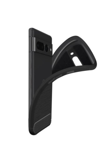 Cover per Google Pixel 7 Pro Flessibile con Effetto Carbonio e Metallo Spazzolato MOFI - Nera