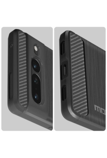 Cover per Google Pixel 7 Pro Flessibile con Effetto Carbonio e Metallo Spazzolato MOFI - Nera