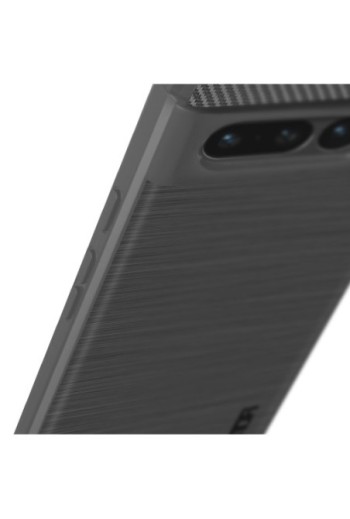 Cover per Google Pixel 7 Pro Flessibile con Effetto Carbonio e Metallo Spazzolato MOFI - Nera
