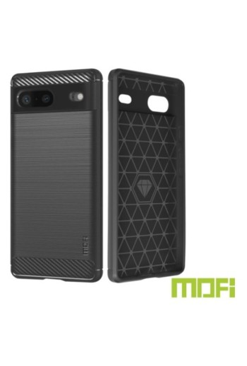 Cover per Google Pixel 7 Flessibile con Effetto Carbonio e Metallo Spazzolato MOFI - Nera