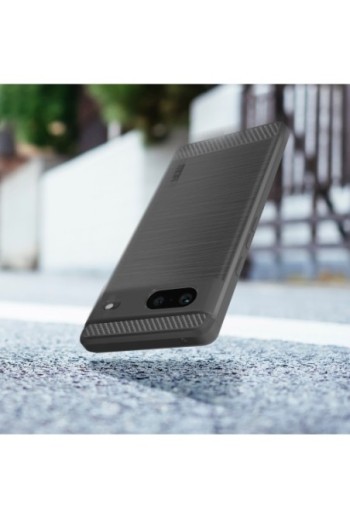 Cover per Google Pixel 7 Flessibile con Effetto Carbonio e Metallo Spazzolato MOFI - Nera