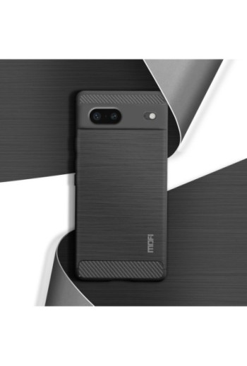 Cover per Google Pixel 7 Flessibile con Effetto Carbonio e Metallo Spazzolato MOFI - Nera