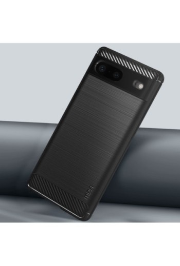 Cover per Google Pixel 7 Flessibile con Effetto Carbonio e Metallo Spazzolato MOFI - Nera