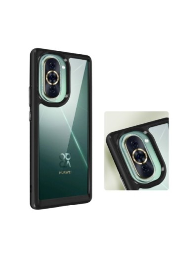 Cover antiurto per Huawei Nova 10 con retro rigido e blocco fotocamera rialzato - bordo nero
