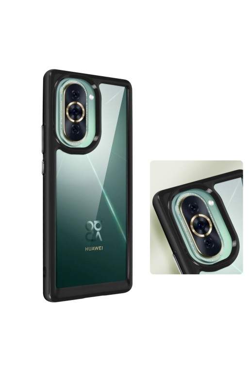 Cover antiurto per Huawei Nova 10 con retro rigido e blocco fotocamera rialzato - bordo nero