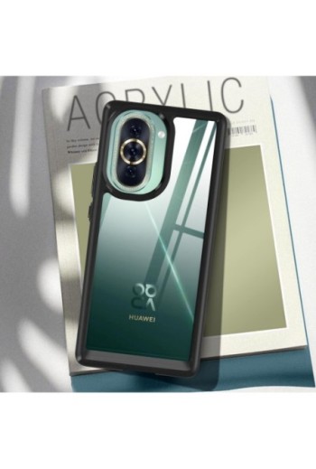 Cover antiurto per Huawei Nova 10 con retro rigido e blocco fotocamera rialzato - bordo nero