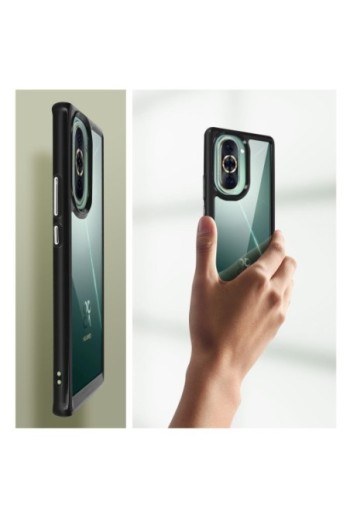 Cover antiurto per Huawei Nova 10 con retro rigido e blocco fotocamera rialzato - bordo nero