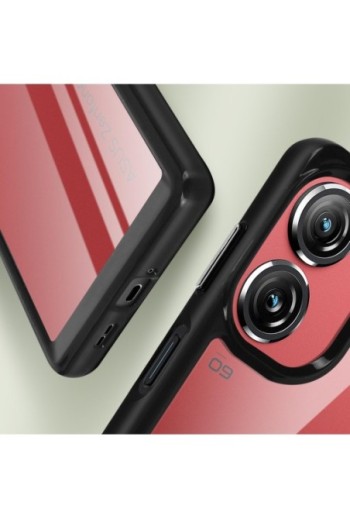Cover antiurto per Asus Zenfone 10 e 9 con retro rigido e blocco fotocamera rialzato - bordo nero