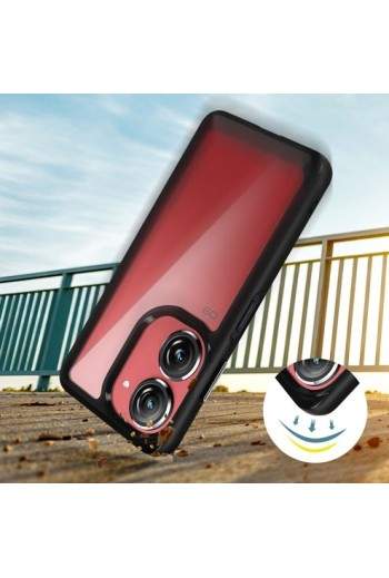 Cover antiurto per Asus Zenfone 10 e 9 con retro rigido e blocco fotocamera rialzato - bordo nero