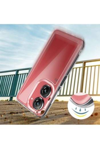 Cover antiurto per Asus Zenfone 10 e 9 con retro rigido e blocco fotocamera rialzato - trasparente
